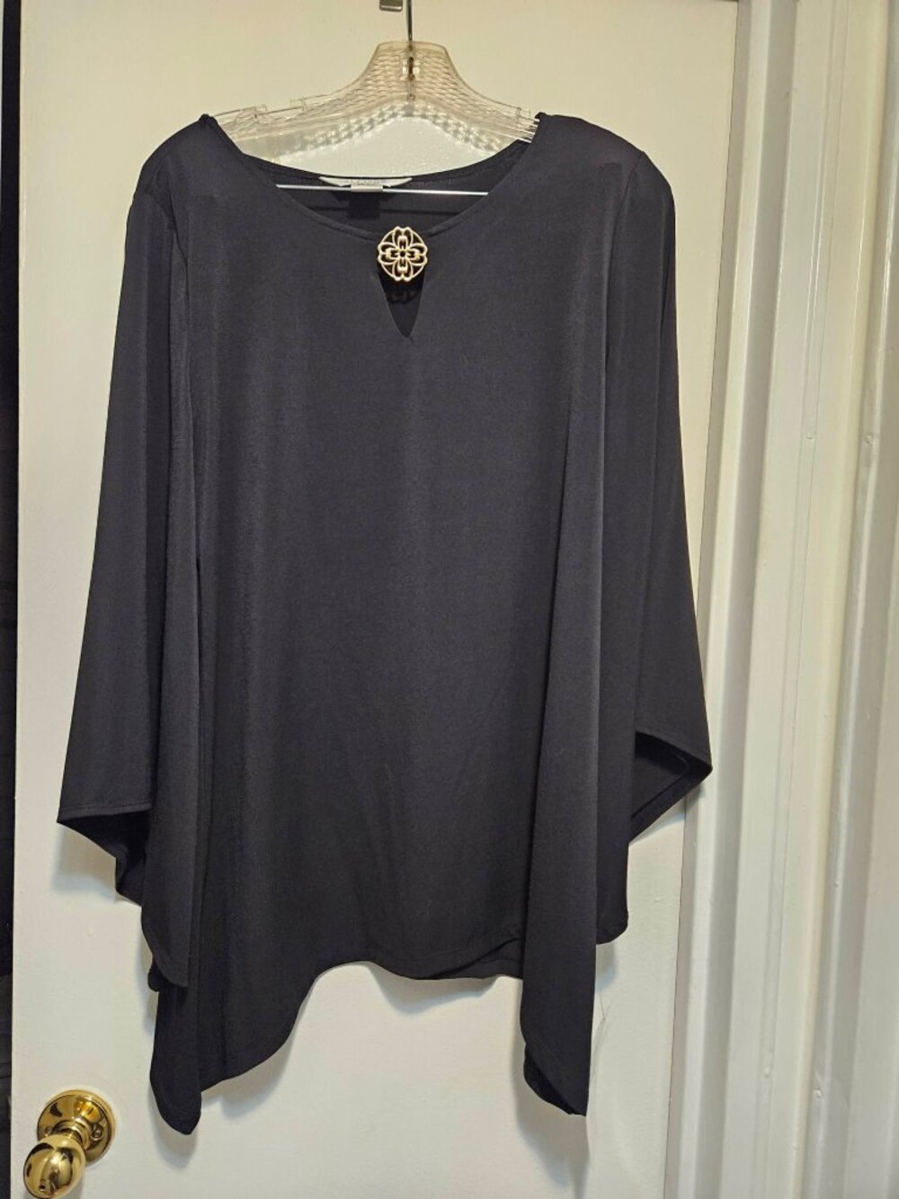 Allison Taylor Black Tunic Blouse Sz L